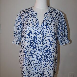 SHEIN Abstract Blue and White Blouse
